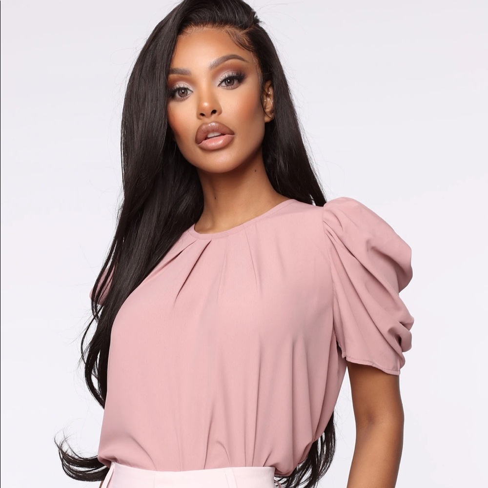 Arms wide open puff sleeve top - blush